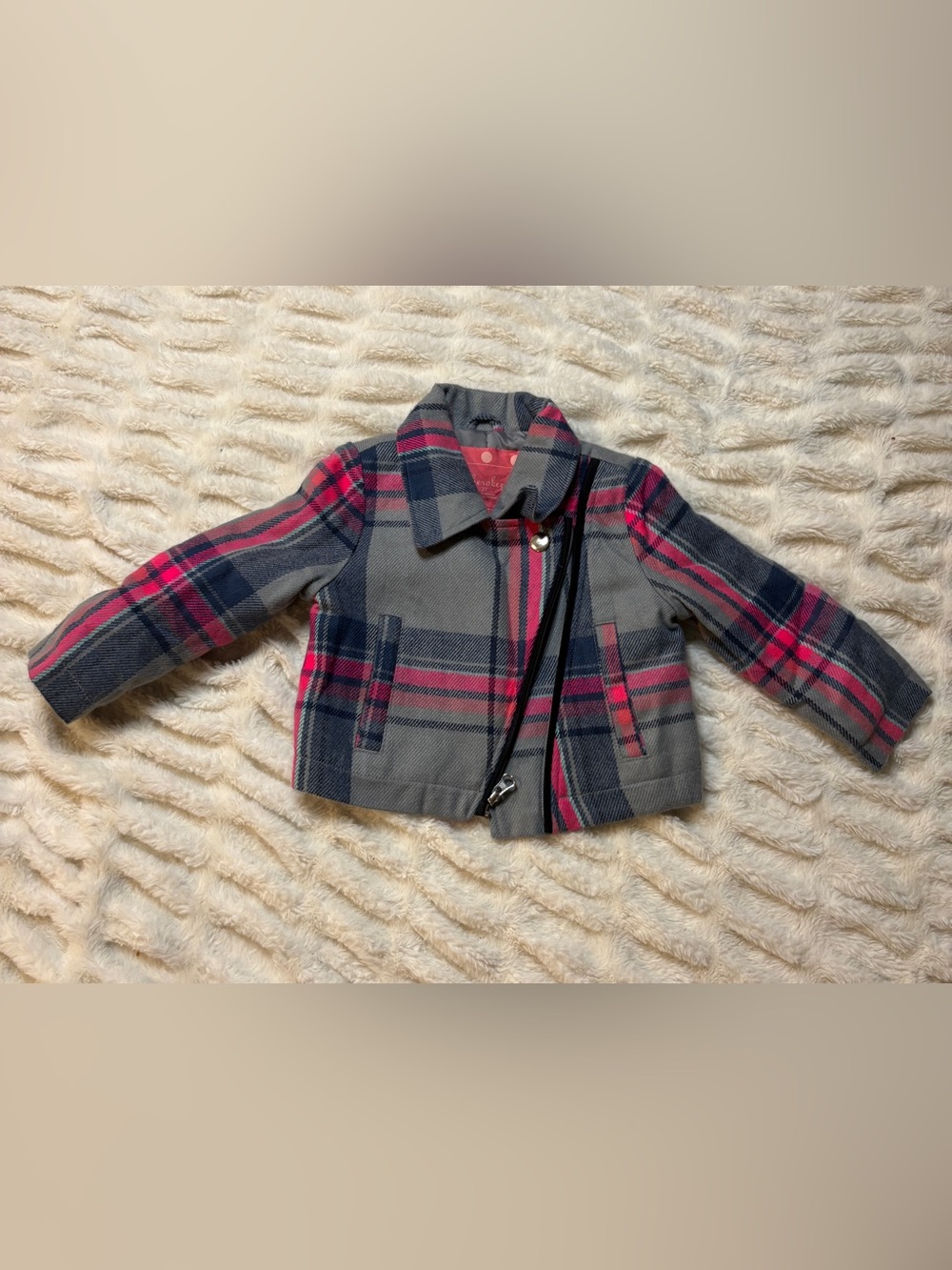 Cherokee Gray & Pink Plaid Peacoat for Kids